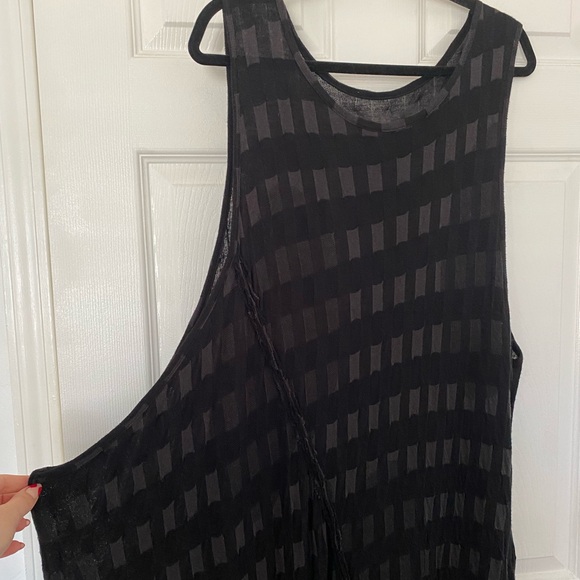 Yohji Yamamoto Y’s Asymmetrical Jaquard Sheer Checkered Grey Sleeveless Dress OS - Picture 2 of 7
